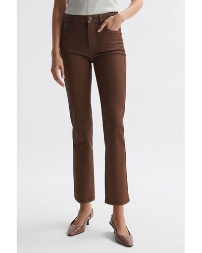 PAIGE Cindy - Mid Rise Cropped Jeans, Cognac Luxe - Brown
