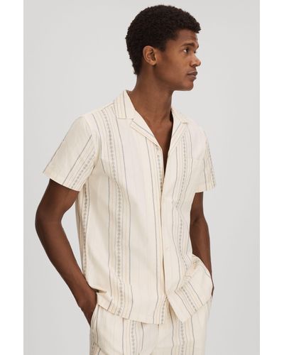 Les Deux Les Cotton Embroidered Cuban Collar Shirt - Natural