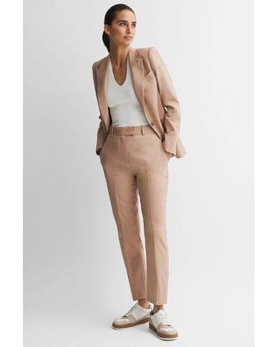 Reiss Crease Linen Belted Tapered Trousers - REISS Rest of World