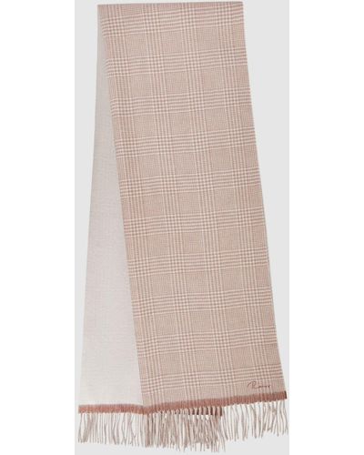 Reiss Eve - Biscuit Wool Blend Double-sided Embroidered Scarf, One - Natural