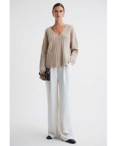 Reiss Margot - Nude Ribbed Sweater - White
