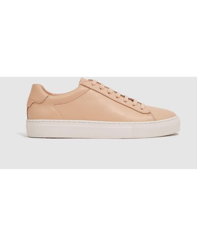 Reiss Finley - Biscuit Lace Up Leather Sneakers, Us 9.5 - Multicolor