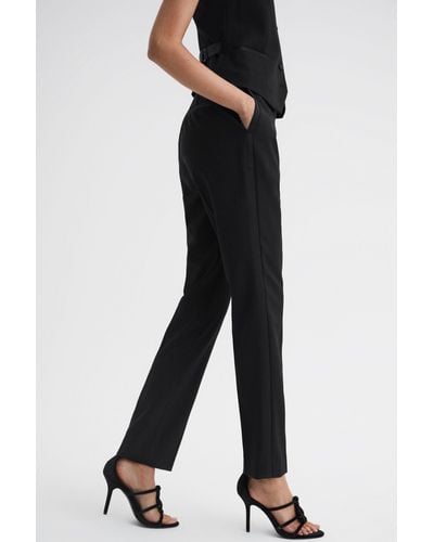 Reiss Alia - Black Slim Fit Satin Stripe Suit Pants