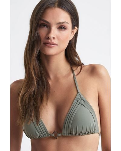 Reiss Astrid - Khaki Plaited Triangle Bikini Top - Green