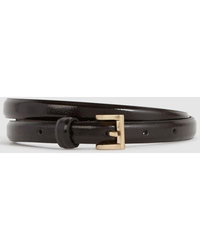 Reiss Mini - Black Molly Mini Leather Waist Belt, M - White