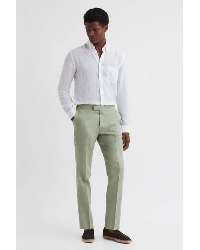 Reiss Kin - Apple Slim Fit Linen Pants - Green