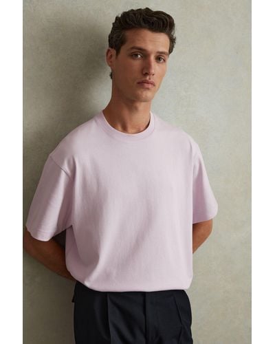 Reiss Tate - Light Lilac Oversized Garment Dye T-shirt - Pink