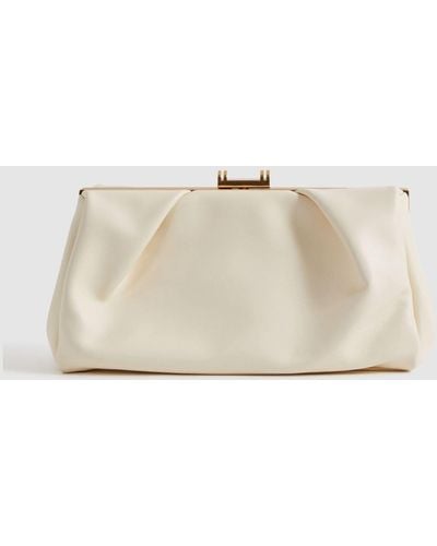 Reiss Madison - Off White Leather Clutch Bag - Natural