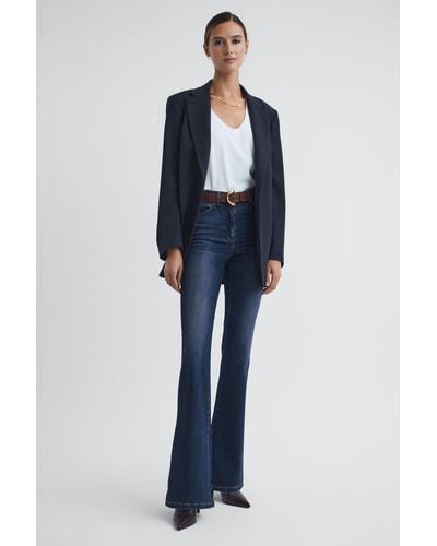 Reiss Beau - Mid Blue Petite High Rise Skinny Flared Jeans, 26