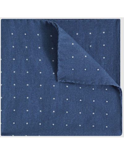 Reiss Tuscan - Airforce Blue Cotton-wool Polka Dot Pocket Square