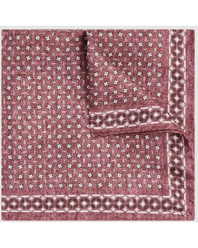 Reiss Nicolo - Dusty Rose Silk Floral Print Pocket Square, One - Pink