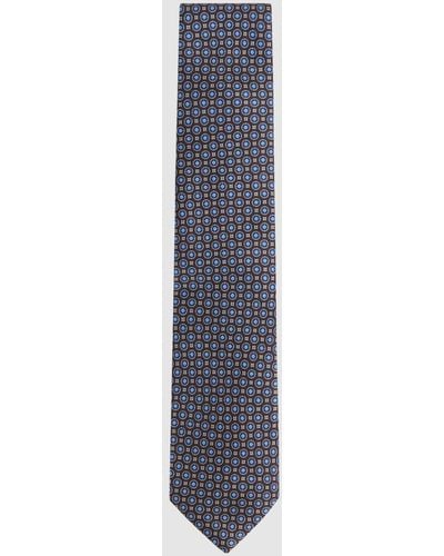 Reiss Erasmo - Chocolate Silk Medallion Tie, One - Blue