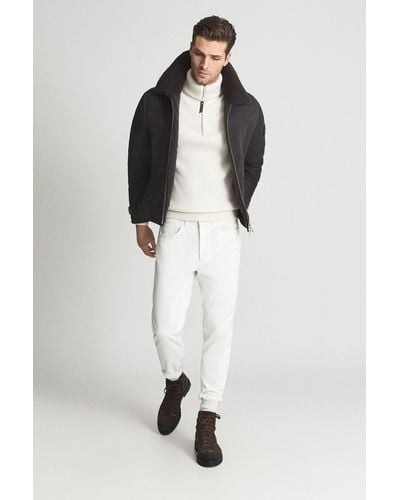 Reiss York - Gray Suede Shearling Jacket, L