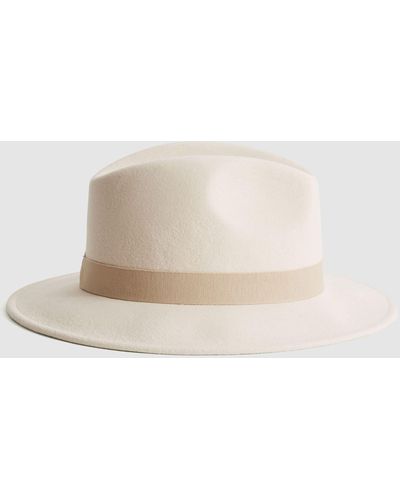 Reiss Ashbourne - Ivory Ashbourne Wool Fedora Hat, M/l - Natural