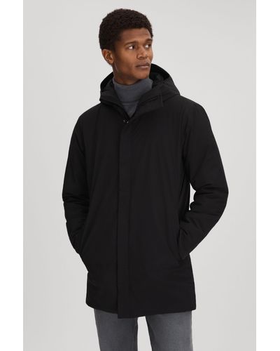 Scandinavian Edition Waterproof Hooded Coat - Black