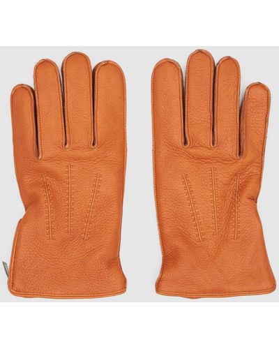 Reiss Iowa - Tan Leather Gloves, L - Multicolor