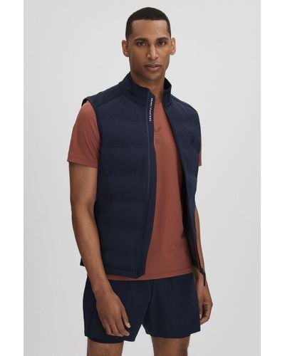Reiss Easton - Midnight Navy Castore Water Repellent Hybrid Quilted Gilet - Blue