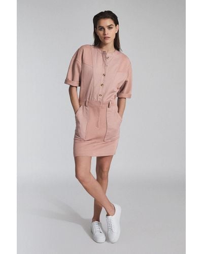 Reiss Emlyn - Pink Panel Detail Sweatshirt Dress, Us 8