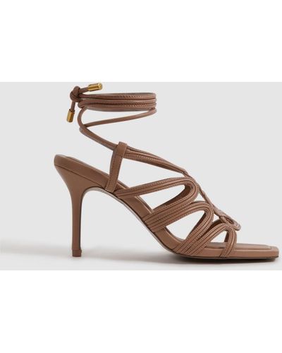 Reiss Keira - Nude Strappy Open Toe Heeled Sandals - White