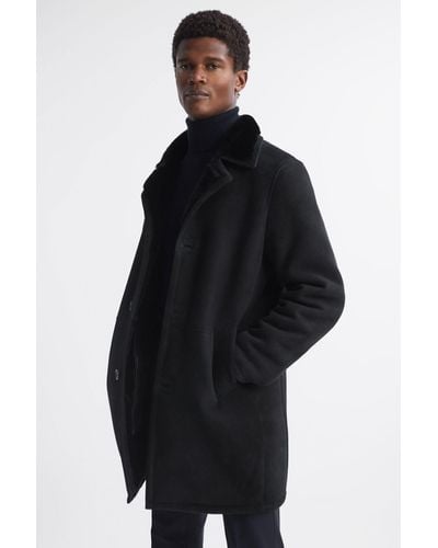 Oscar Jacobson Suede Wool Lined Coat - Black