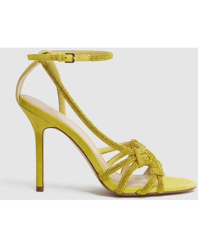 Reiss Eryn - Yellow Embellished Heeled Sandals, Us 9.5