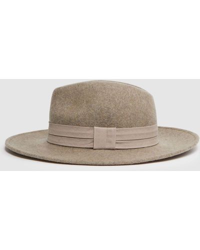 Reiss Frankie - Taupe Frankie Wool Wide Brim Fedora Hat, Uk M-l - Natural