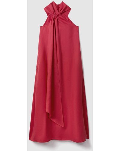 Reiss Odell Halter-neck Relaxed-fit Stretch-woven Maxi Dress - Red