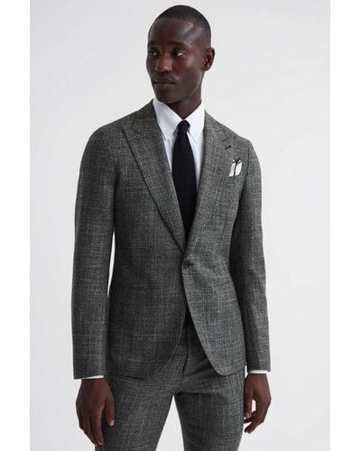 Reiss Croupier - Charcoal Slim Fit Wool Single Breasted Blazer - Gray