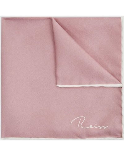 Reiss Ceremony - Pink Plain Silk Pocket Square, One