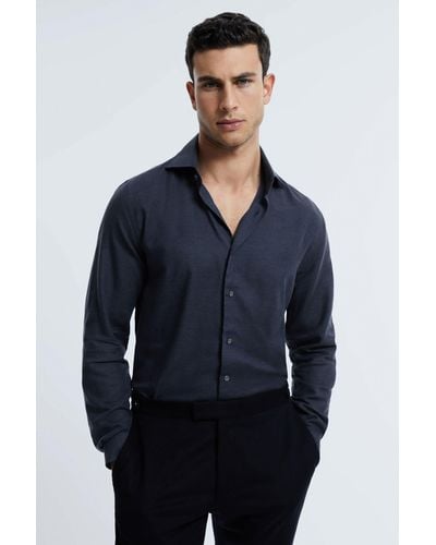 ATELIER Italian Cotton Cashmere Shirt - Blue