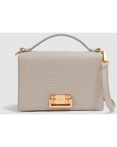 Reiss Oxford - Gray Grained Leather Mini Cross-body Bag - Natural