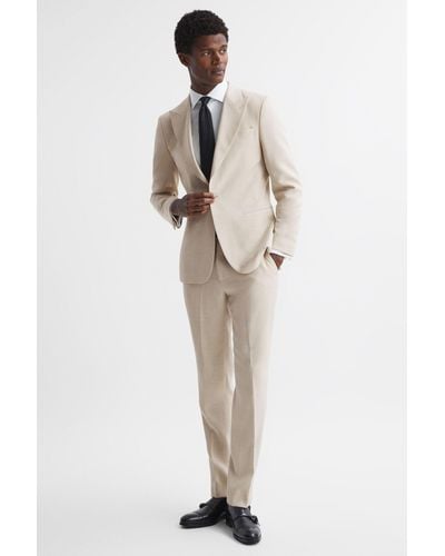 Reiss Gatsby - Ivory Slim Fit Textured Single Breasted Blazer - Natural