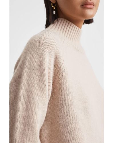 Reiss Gloria - Neutral Casual Wool-cashmere Funnel Neck Sweater - Natural