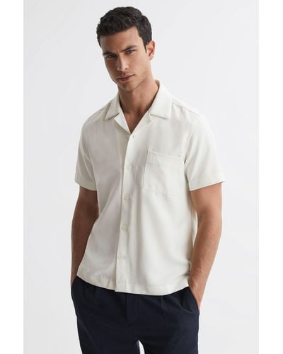 Reiss Tokyo - Ecru Cuban Collar Button-through Shirt - Natural