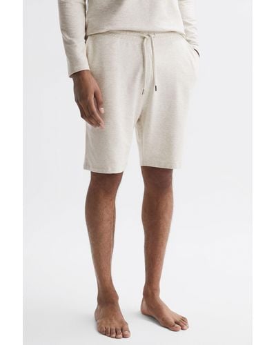 Reiss Tyne - Oatmeal Melange Drawstring Fleece Lined Shorts - Natural