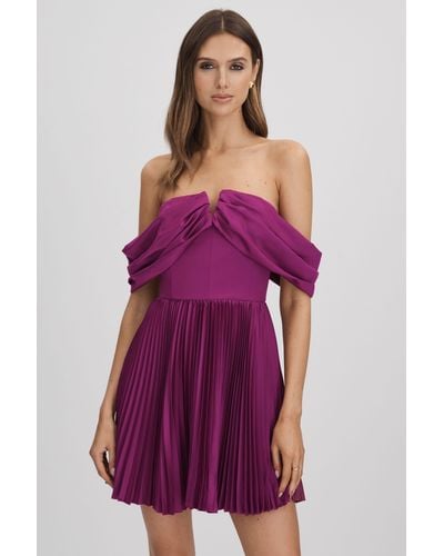 AMUR Off-the-shoulder Mini Dress - Purple