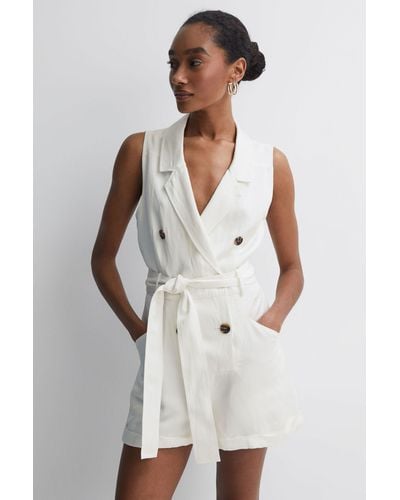 Reiss Florence - Ivory Double Breasted Playsuit, Us 0 - White