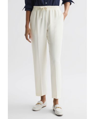 Reiss Hailey - Cream Tapered Pull On Pants, Us 12 - White