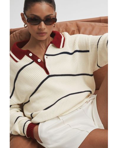The Upside Oversized Cotton Polo Sweater - Natural