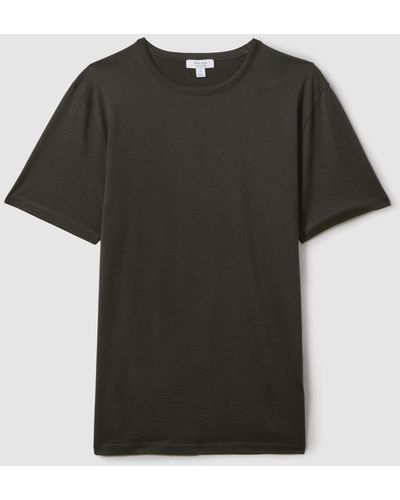 Reiss Caspian - Dark Olive Green Mercerised Cotton Crew Neck T-shirt, S