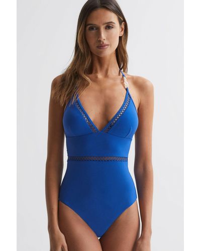 Reiss Ray - Cobalt Blue Colourblock Halter Swimsuit