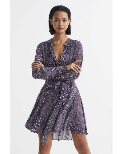 Reiss Luella - Purple Printed Mini Dress, Us 4
