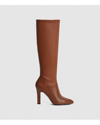 Reiss Leather Knee High Boots - Brown