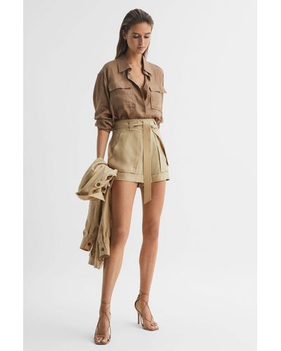 Reiss Joanie - Neutral Mid Rise Utility Shorts, Us 10 - Natural
