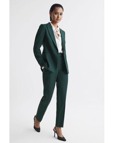 Reiss Jade - Bottle Green Slim Petite Slim Fit Wool Blend Mid Rise Suit Pants - Multicolor