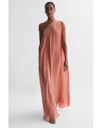 Reiss Charly - Coral One Shoulder Maxi Dress, Us 10 - Red