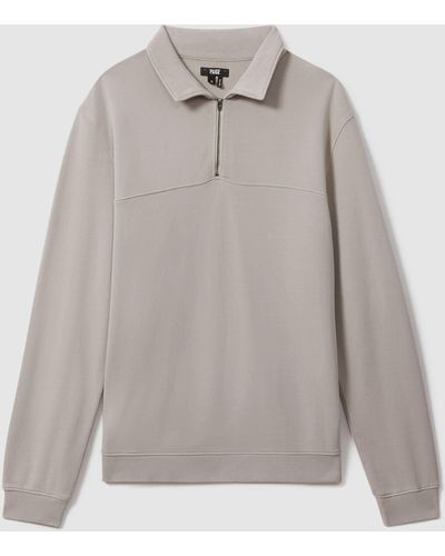 PAIGE Cotton Quarter-zip Sweater - Gray