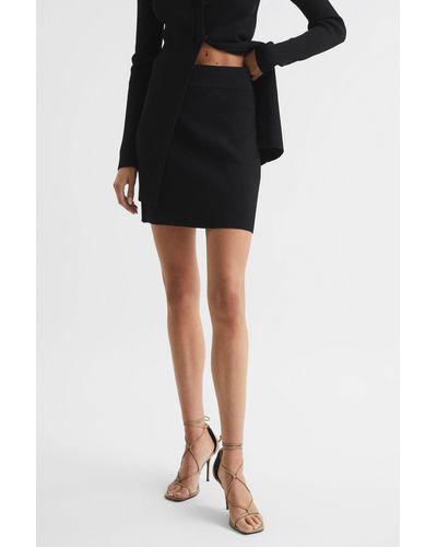 Reiss Bea - Black Knitted Co Ord Mini Skirt, Uk X-large