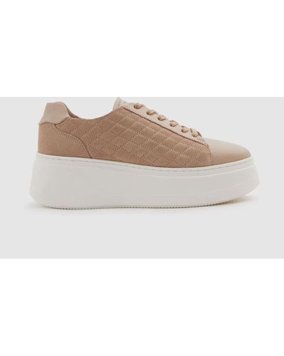 Reiss Cassidy - Blush Leather Suede Lattice Sneakers, Uk 4 Eu 37 - Pink