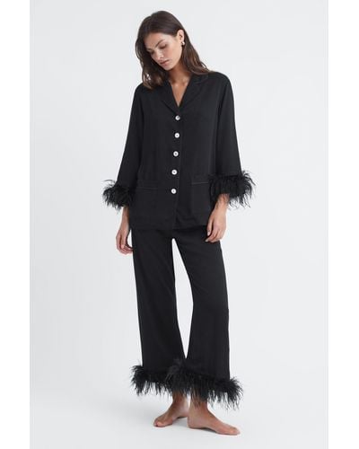 Sleeper Detachable Feather Pajama Set - Black
